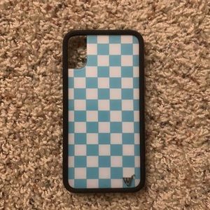 Wildflower Blue Checkered iPhone XS Phone Case
